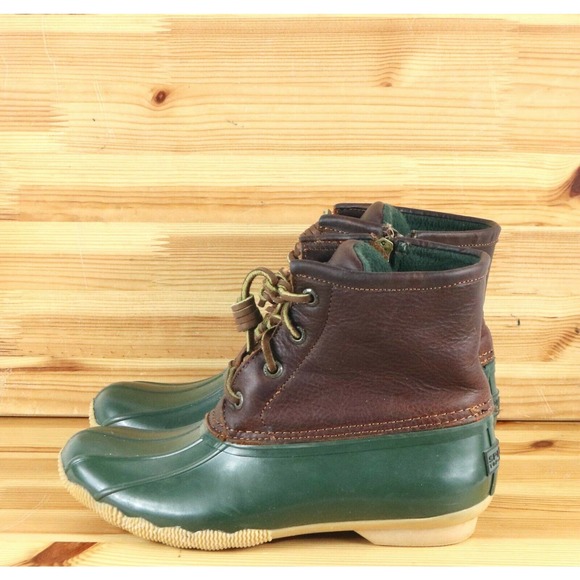 Sperry Top-Sider Women’s Leather Waterproof Saltwater Duck Boots Green Lined 5 - Picture 1 of 7